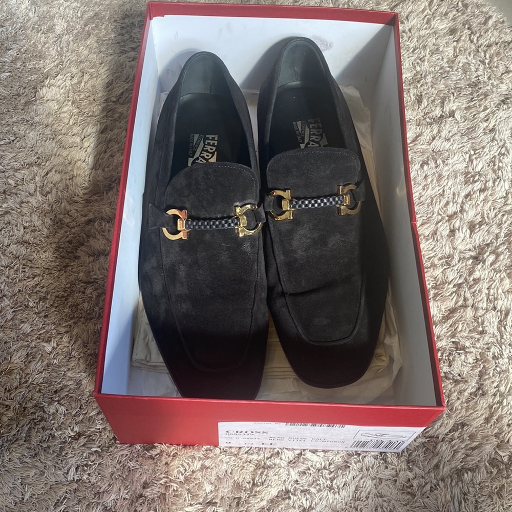 Salvatore Ferragamo men’s shoes Nero suede calf